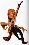  blonde_hair copyright_request guitar highres instrument object_hug okama solo 