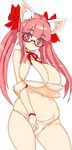  animal_ears bad_id bad_pixiv_id bare_shoulders bikini bow bowtie breasts choker cleavage glasses hair_bow hair_ornament hair_ribbon highres huge_breasts long_hair lowleg lowleg_bikini navel oekaki original plump red_eyes red_hair ribbon simple_background smile solo srco swimsuit twintails very_long_hair vrkdh wristband 