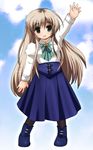  dress green_eyes lily_strosek long_hair lyrical_nanoha mahou_senki_lyrical_nanoha_force pantyhose solo 