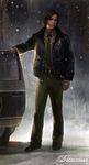  brown_hair car cybil_bennett ground_vehicle highres jacket male_focus motor_vehicle official_art police silent_hill silent_hill:_shattered_memories silent_hill_1 solo 