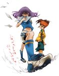  glare glaring hair inazuma_eleven inazuma_eleven_(series) kudou_fuyuka purple purple_hair shoes sneakers uniform 