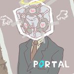  angel_wings buttons cube formal halo heart lowres male_focus necktie oekaki parody personification portal portal_(series) solo suit weighted_companion_cube wings yokoshima_(tirimoti) 