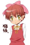  bow fang gegege_no_kitarou hair_bow nekomusume pointy_ears red_hair redhead short_hair smile touei yellow_eyes 