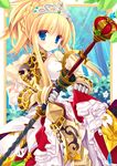  armor armored_dress blonde_hair blue_eyes dress gauntlets gloves miyasu_risa princess_(sekaiju) scepter sekaiju_no_meikyuu sekaiju_no_meikyuu_3 short_hair solo tiara weapon 