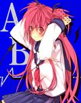  angel_beats! bad_id bad_pixiv_id belt cross demon_tail lifeline long_hair pink_eyes pink_hair ribbon school_uniform serafuku solo tail two_side_up watazaki_(mushipan) yui_(angel_beats!) 