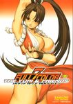  armpits breasts brown_eyes brown_hair cameltoe cleavage cover cover_page doujinshi fatal_fury highres large_breasts long_hair pelvic_curtain ponytail revealing_clothes rope saigadou shiranui_mai smile snk solo the_king_of_fighters 