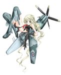  aircraft airplane black_panties blonde_hair boots gloves long_hair mecha_musume military nano original panties solo spiteful_(airplane) underwear world_war_ii 