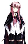  anger_vein cape long_hair long_sleeves louise_francoise_le_blanc_de_la_valliere pentacle pink_hair puyo solo thighhighs zero_no_tsukaima 