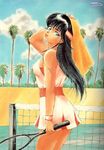  80s ayukawa_madoka black_hair kimagure_orange_road long_hair oldschool racket solo takada_akemi tennis tennis_court tennis_dress tennis_net tennis_racket watermark 