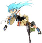  blue_eyes blue_hair glasses gun long_hair ninomoto original skirt solo weapon 