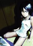  3tohei arm_support black_hair bleach bottomless grey_eyes kuchiki_rukia light short_hair sitting solo tank_top 