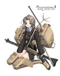  battle_rifle black_panties blouse boots brown_legwear fg42 gun iron_cross jacket kneeling long_sleeves mecha_musume military military_uniform nano original panties panzerkampfwagen_ii_(personification) rifle solo thigh_boots thighhighs underwear uniform weapon world_war_ii 