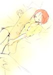  bed bottomless closed_eyes jakou_nezumi no_bra open_clothes open_shirt original shirt sketch sleeping solo 