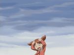  animated animated_gif azumanga_daiou long_sleeves lowres mihama_chiyo short_twintails snowball solo twintails 