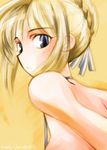  artoria_pendragon_(all) blonde_hair blue_eyes fate/stay_night fate_(series) looking_back mike156 saber solo 