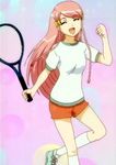  gym_uniform kage_kara_mamoru! konnyaku_yuuna racket screencap shorts solo tennis tennis_racket 