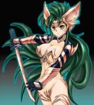  animal_ears cat_ears green_hair jochuu-san lowres oekaki original solo yagisaka_seto 