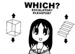  animated animated_gif azumanga_daiou elevator escalator greyscale kasuga_ayumu lowres monochrome solo 