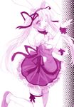  animal_ears bunny_ears kiritaku leg_lift long_hair monochrome one_eye_closed shibugaki_matsuri solo thighhighs tsuki_wa_higashi_ni_hi_wa_nishi_ni twintails waitress zettai_ryouiki 