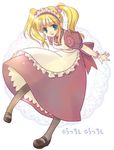  blonde_hair green_eyes kafra maid minase_ruruu pantyhose ragnarok_online solo twintails 