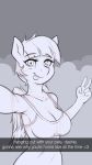  anthro big_breasts breasts cleavage clothed clothing equine female friendship_is_magic mammal mature_female my_little_pony pegasus text thesecrethospital tongue tongue_out windy_whistles_(mlp) wings 