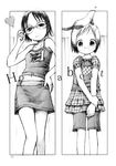  animal barasui ferret glasses greyscale highres ichigo_mashimaro itou_nobue john_(ichigo_mashimaro) monochrome multiple_girls sakuragi_matsuri sketch 