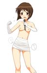  a1 cute_&amp;_girly_(idolmaster) elbow_gloves gloves hagiwara_yukiho idolmaster idolmaster_(classic) idolmaster_1 microphone nipples snow_strawberry_(idolmaster) solo topless white_gloves 