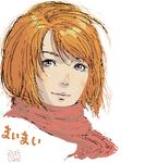  ikeda_(cpt) lips my-hime oekaki orange_hair purple_eyes scarf solo tokiha_mai 