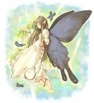  anklet blue_wings bug butterfly butterfly_wings copyright_request fairy insect jewelry long_hair pointy_ears solo tera_(forest_of_resurrection) wings 