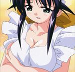  andou_mahoro breast_hold breasts cleavage green_eyes large_breasts mahoromatic purple_hair screencap solo stitched third-party_edit 