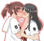  blush futami_eriko kibina_high_school_uniform kimi_kiss kiss multiple_girls nyazui sakino_asuka school_uniform yuri 