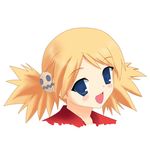  :d artist_request blonde_hair blue_eyes blush face hair_ornament looking_at_viewer lowres open_mouth sasamori_karin simple_background smile solo spiked_hair to_heart_2 twintails upper_body white_background 