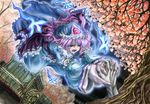  amamizu_(myofuu_kai) bug butterfly cart cherry_blossoms flower hands hat holding_hands insect japanese_clothes kimono long_sleeves out_of_frame pink_hair pullcart red_eyes saigyou_ayakashi saigyouji_yuyuko short_hair solo_focus tears touhou tree 