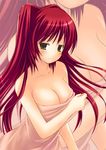  blush breasts brown_eyes cleavage kousaka_tamaki large_breasts long_hair naked_towel niwatoriya red_hair solo to_heart_2 towel 