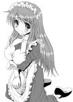  asahina_mikuru breasts greyscale large_breasts long_sleeves maid monochrome noritama_(gozen) solo suzumiya_haruhi_no_yuuutsu tears 