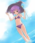  bangs bikini dutch_angle hat kanchan nagato_yuki short_hair solo suzumiya_haruhi_no_yuuutsu swimsuit wading wand witch_hat 
