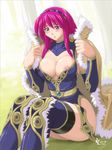  breasts cleavage cleavage_cutout headband large_breasts long_sleeves murasaki_nyaa nipple_slip nipples pink_hair ragnarok_online robe solo wizard_(ragnarok_online) 