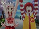  1girl \o/ afro arms_up lowres lucy_maria_misora mcdonald's outstretched_arms ran_ran_ru ronald_mcdonald school_uniform serafuku third-party_edit to_heart_2 visual_novel 