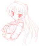  :3 blush face kekyo kousaka_tamaki long_hair looking_at_viewer monochrome oekaki simple_background sketch smile solo to_heart_2 twintails upper_body white_background 