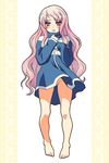  barefoot bottomless chaccu feet long_hair long_sleeves louise_francoise_le_blanc_de_la_valliere pink_hair red_eyes solo zero_no_tsukaima 