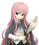  black_eyes cape ikura_hato long_hair long_sleeves louise_francoise_le_blanc_de_la_valliere pentacle pentagram pink_hair shirt smile solo white_background zero_no_tsukaima 