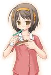  amamiya_minato brown_hair food short_hair solo suzumiya_haruhi suzumiya_haruhi_no_yuuutsu toast toothbrush toothpaste 