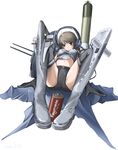  arm_support battery black_panties boots bow bow_panties gloves grey_legwear headphones kriegsmarine mecha_musume midriff military nano no_pants original panties ship sitting solo submarine tank_top thigh_boots thighhighs torpedo type_xxi underwear watercraft world_war_ii 