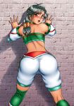  ass blush brown_eyes green_hair kitamura_(bamboo) solo soulcalibur soulcalibur_ii sweat talim twintails 