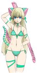  animal_ears bikini cat_ears copyright_request dildo herudi leg_garter solo striped striped_bikini swimsuit sword tail weapon 