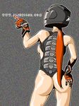  alien1452 ass breasts copyright_request gloves helmet long_hair ponytail red_hair sideboob small_breasts solo 