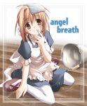  angel_breath bucket eretto gabriel_(angel_breath) maid pantyhose short_hair solo spill water wet 