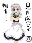  braid izayoi_sakuya maid makino_(ukiuo) short_hair silver_hair solo touhou twin_braids 