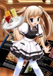 blonde_hair blue_eyes copyright_request marneko pantyhose solo twintails waitress 