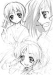  :d ahoge asahina_mikuru bangs character_name eyebrows eyebrows_visible_through_hair floating floating_object glowing glowing_eye greyscale grin kita_high_school_uniform long_hair maid_headdress monochrome multiple_girls nagato_yuki open_mouth profile school_uniform serafuku short_hair simple_background sketch smile suzumiya_haruhi suzumiya_haruhi_no_yuuutsu twintails waku white_background wrist_cuffs 